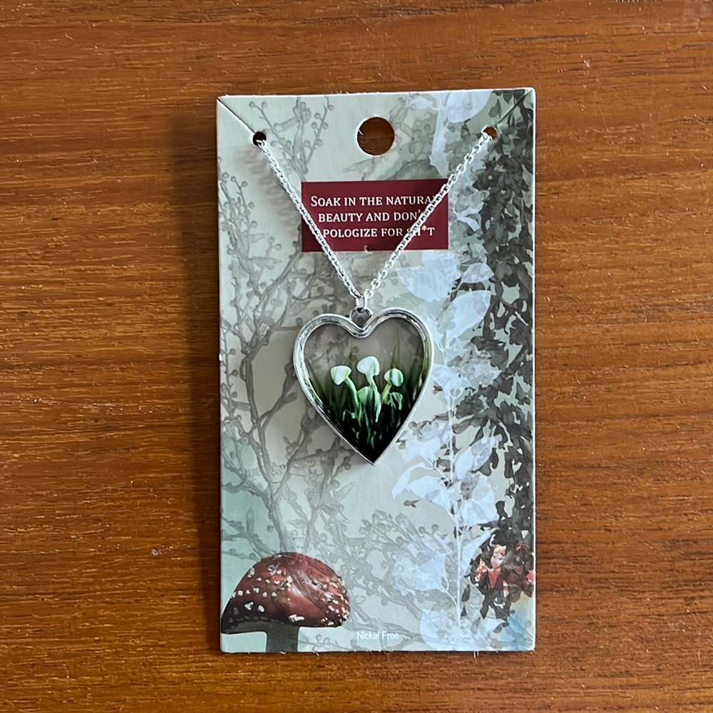 Mushroom heart necklace